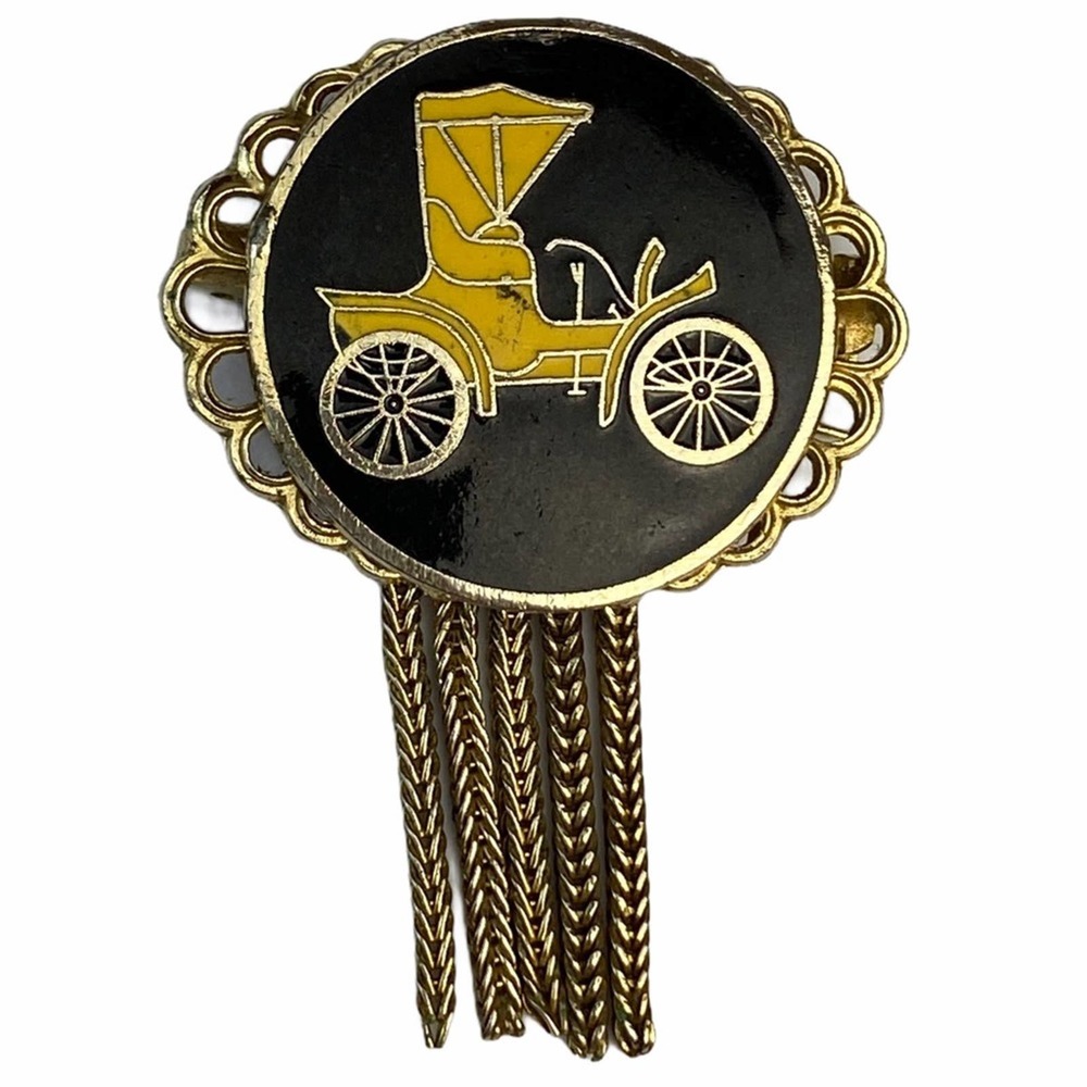 Vintage Antique 1940s Ford Model T Car Gold-Tone Tassel Brooch